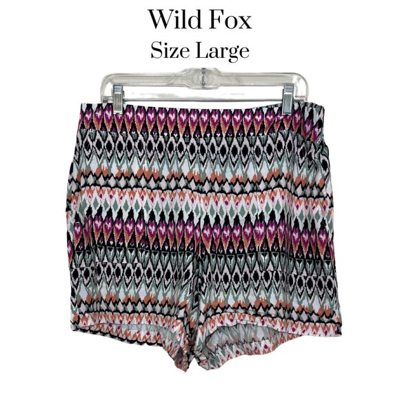 Wildfox Women’s Multicolored Pull-On Rayon Shorts Size Large pockets Boho Style - Picture 1 of 10